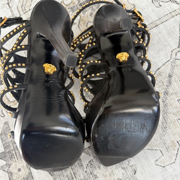 Versace Black Heels with Gold Studs - Picture 5 of 8